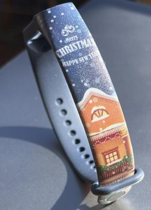 Ремінець силіконовий mrk warm chtistmas для mi band 3/4 з металевою кнопкою (mrk3222)