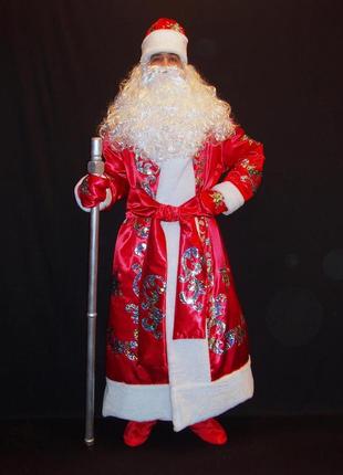 Костюм св.миколая/д.мороза блискучий червоний-5 р-р 50-56