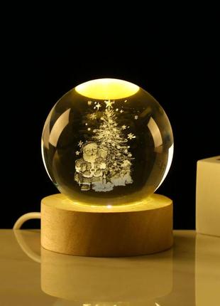 Декоративный новогодний 3d ночник хрустальный шар 8 см · настольная лампа - светильник...