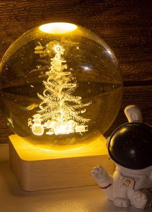 Декоративный новогодний 3d ночник хрустальный шар 8 см · настольная лампа - светильник...