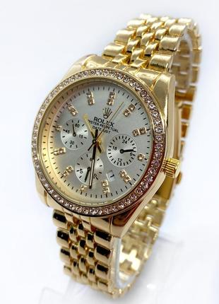 Годинник жіночий наручний rolex (ролекс), золото з білим циферблатом ( код: ibw902yo )
