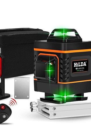 Оригинал зеленый луч 4д лазерный уровень hilda 4d 16 линий лучей 360 лазерный нивелир + 2 батареи, штатив5 фото
