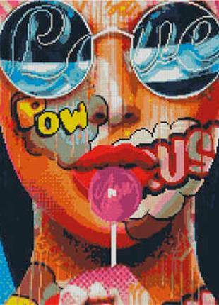 Набір для творчості алмазна картина поп-арт дівчина strateg розміром 40х50 см (l-121)