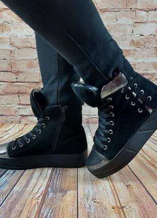 Черевики жіночі демісезонні terra grande 17311 чорні замша, розміри 36,37