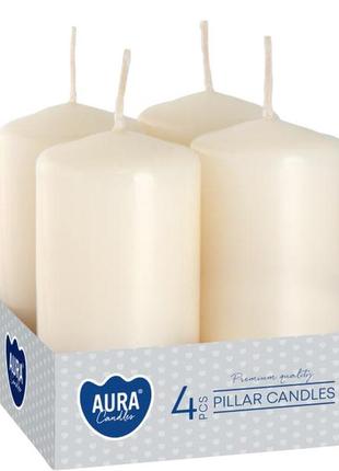 Набір свічок 4 шт. циліндр bispol aura candles молочний (sw40/80-011)