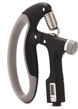 Еспандер кистьовий cornix 10-100 кг з регульованим навантаженням і лічильником xr-0270 black/grey poland