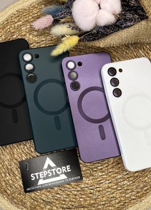 Чехол для samsung s23 plus с линзами на камеру magsafe силиконовый противоударный магнитный