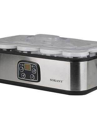 Электрическая йогуртница sokany sk2303ss с баночками 8 шт по 180 мл