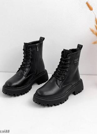 Зимові кожані черевики чорні жіночі 37 розмір 24 см