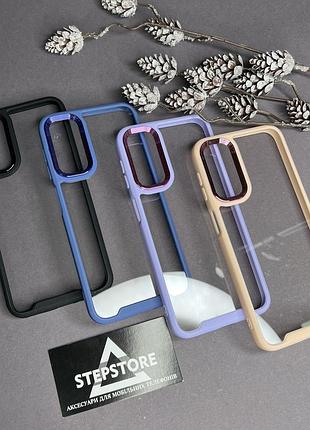 Чехол для samsung a24 прозрачный c цветным ободком противоударный закрытая камера