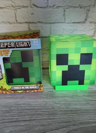 Блок ночник крипер майнкрафт 9см minecraft аккумулятор лампа led майнкрафт зарядка от юсб
