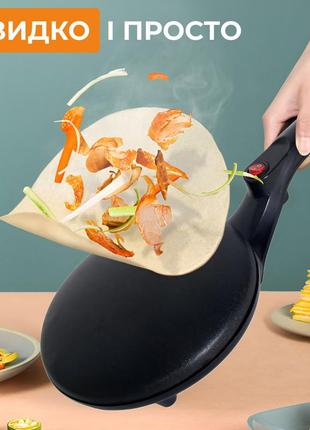 Сковорода для млинців електрична з антипригарним покриттям діаметр 20 см sokany 650 вт2 фото