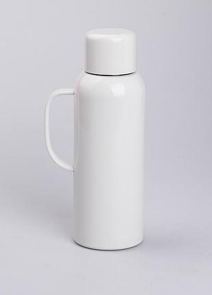 Термос с датчиком температуры на 820 мл с колбой из нержавеющей стали с ручкой белый vacuum2 фото