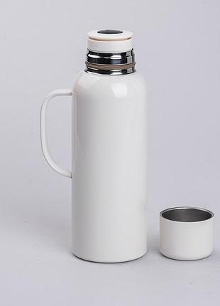 Термос с датчиком температуры на 820 мл с колбой из нержавеющей стали с ручкой белый vacuum3 фото