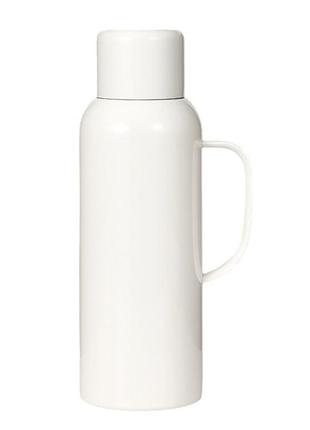 Термос с датчиком температуры на 820 мл с колбой из нержавеющей стали с ручкой белый vacuum