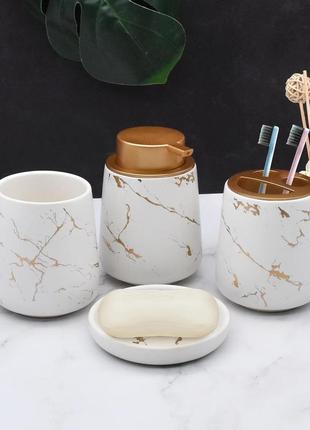 Керамический набор аксессуаров в ванную комнату из 4 предметов bathlux,  белый