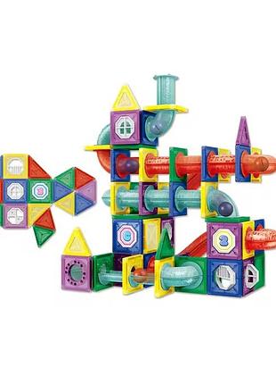 Конструктор магнитный трубчатый разноцветный на 148 деталей