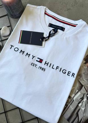 Футболка tommy hilfiger мужская белая хлопковая легкая футболка для мужчины брендовая футболка томми хилфигер