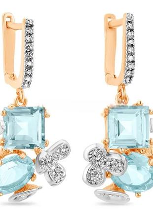 Серьги-подвески из красного золота с топазом 103655т вага 9,99 г