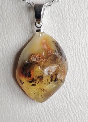 Кулон из янтаря minov 2349 натуральный янтарь цепочка под серебро 925