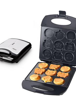 Електричний мультипекарь для панкейків оладок на 9 штук sokany sk130bst на 1400 вт з дитячими формами