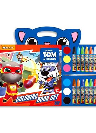 Детская книга-раскраска keybaby с масляными красками и мелками для детей от 3 лет, в цвете blue