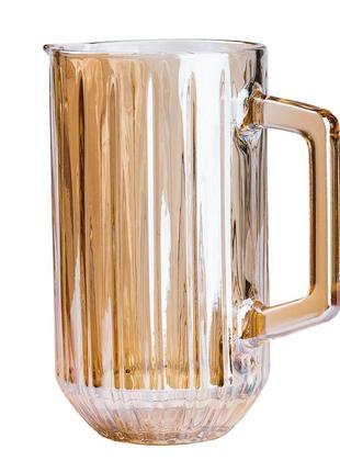 Глечик для напоїв 1.2 л з товстого скла бурштиновий3 фото