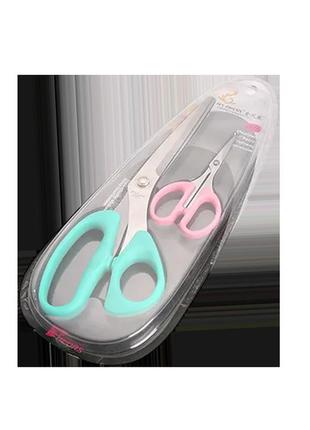 Ножницы портновские из нержавеющей стали с пластиковой ручкой для шитья, набор ножниц 2в1, зеленого цвета