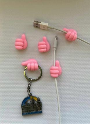 Крючки силиконовые клейкие многофункциональные розового цвета (5 шт)