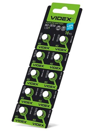 Батарейка годинникова ag 5/lr754 blister card 10 шт videx
