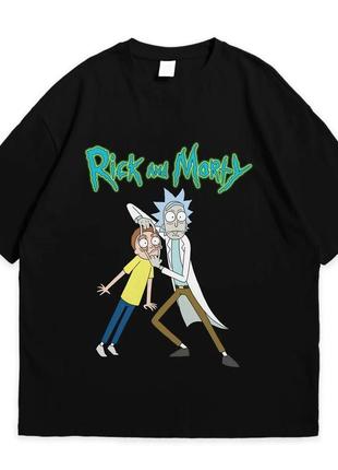 Футболка с принтом рик и морти rick and morty l черный