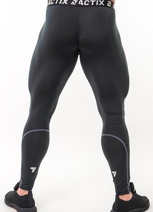 Термолосины мужские спортивные лёгкие влагоотводящие actix energy dry pro, черные (графит), серый шов [u45101]4 фото