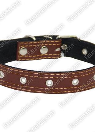 Ошейник для собак кожаный безразмерный, коричневый - 24-56 см