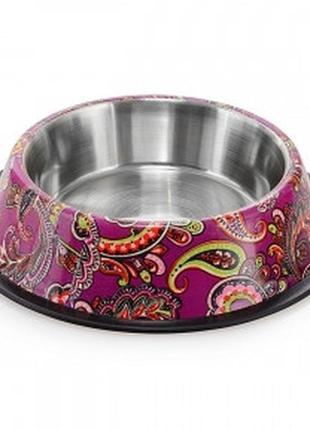 Миска. металлическая с резиновой основой pink design - d17см 700мл