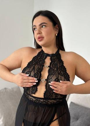Эротический длинный пеньюар plus size большие размеры
