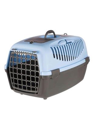 Контейнер-переноска trixie для собак и котов capri 3 весом до 12 кг синяя пластик 40x38x61 см