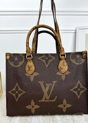 Велика сумка шоппер брендова коричнева містка сумочка тоут коричнева  onthe go monogram