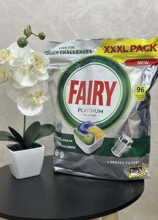 Средство fairy platinum all in one 96 капсул для посудомоечных машин