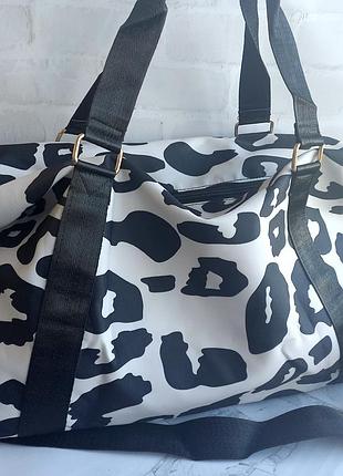 Сумка для спорта, фитнеса, тревел сумка для путешествий- леопард розовая или серая