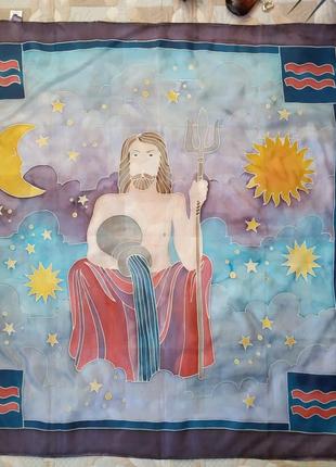 Платок 100% шелк, знак зодиака водолежа ♒