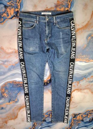 Джинсы calvin klein jeans slim-fit с лампасами штаны