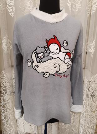 Флисовая пижамная кофта женская,домашня флиска