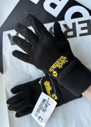 Теплые зимние флисовые перчатки сенсорные jack wolfskin