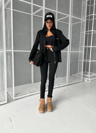 Костюм спортивный кардиган лосины черный бордо8 фото