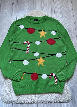 Свитер новогодний елка вязаная кофта