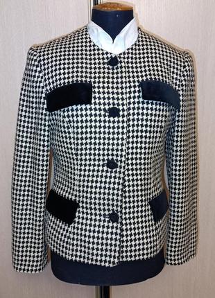 Жакет шерсть с шелком классической расцветки шанель гусиная лапка