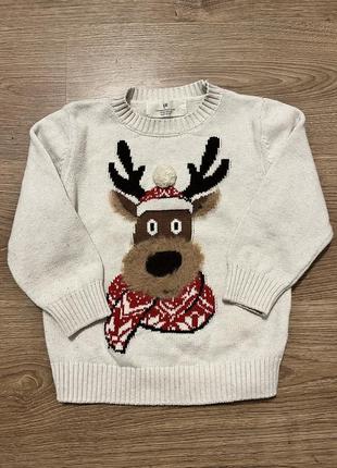 Новогодний свитер олень h&m