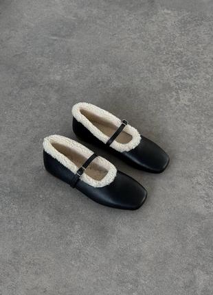 Изысканные балетки с мехом 11276