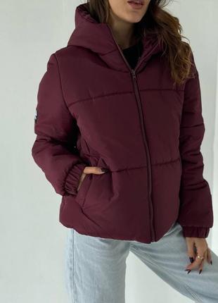 Жіноча зимова куртка колір бургунді