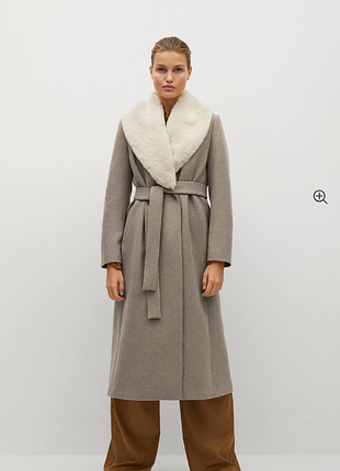 Вовняне пальто mango з поясом